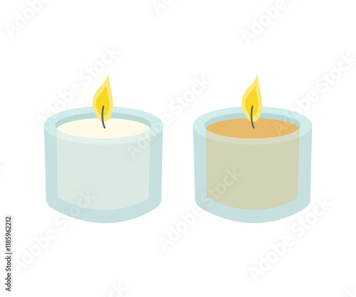 Two candles in glass jars.