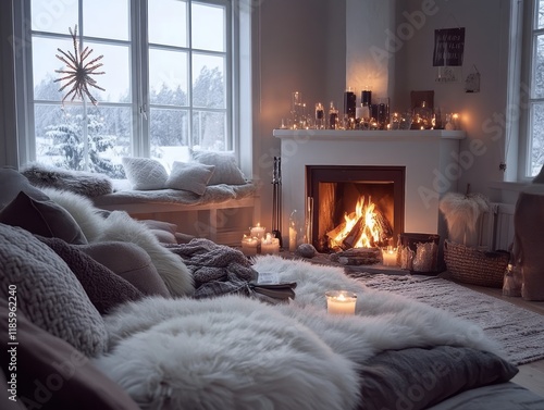 Cozy Winter Fireplace Scene...