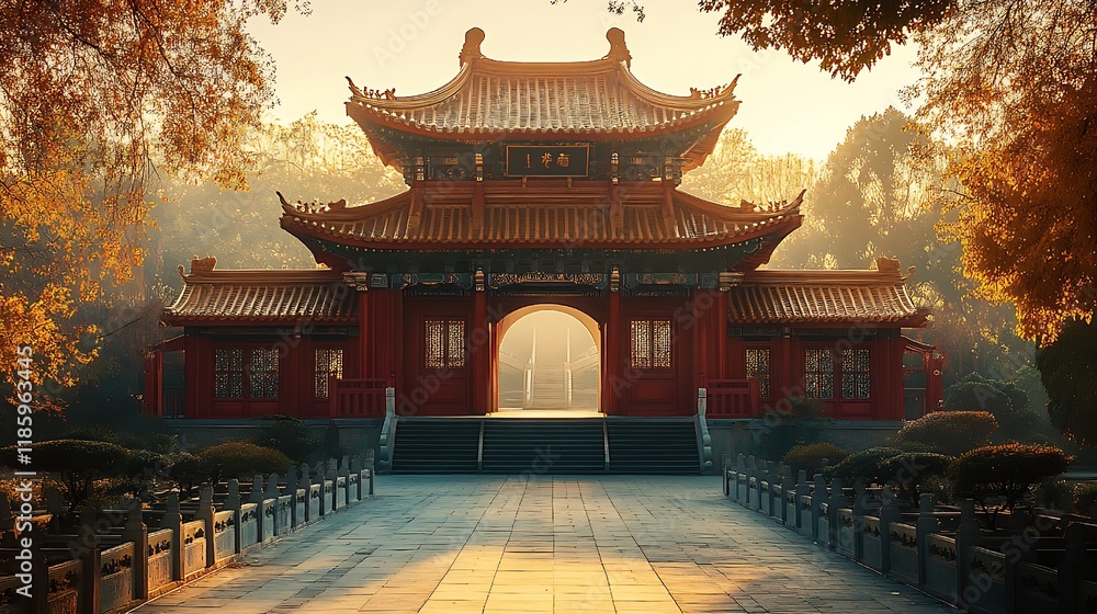 Fototapeta premium Temple in the forest pagoda, temple, architecture, china, asia, building, travel, culture, ancient, roof, pavilion, traditional, japan, palace, korea, religion, sky, beijing, park, history, landscape,
