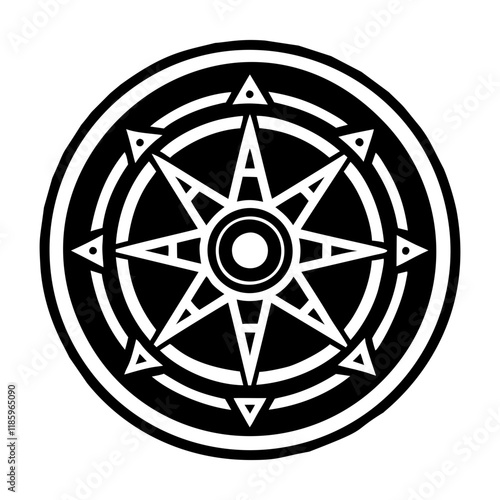 A glyph style icon of arcane wheel