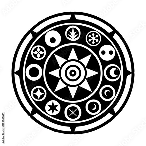 Astral circle icon in glyph style