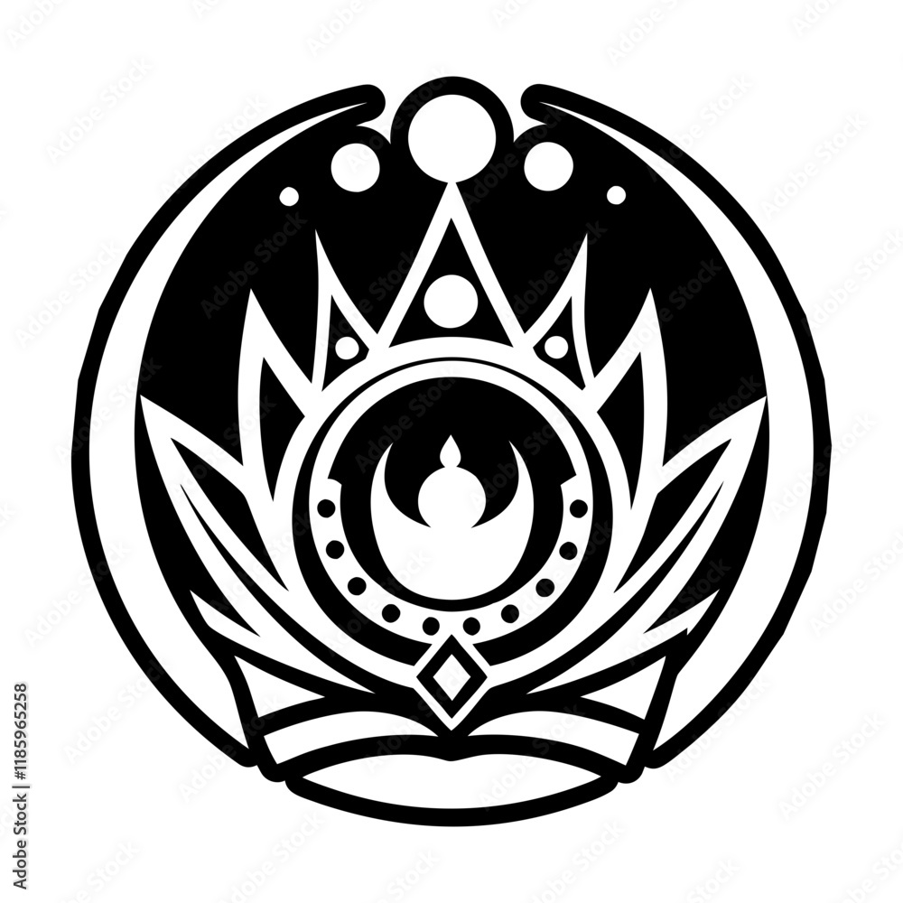 A filled style icon of the crown tattoo A filled style icon of the crown tattoo