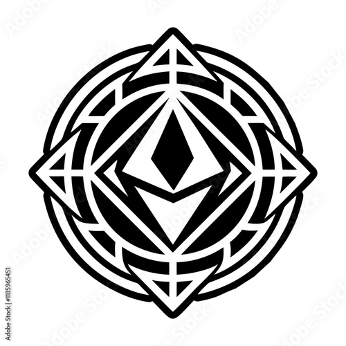 A filled style icon of the ether sigil