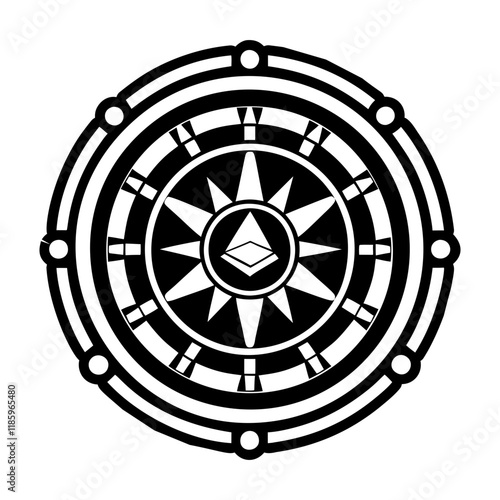 A solid style icon of the ether wheel