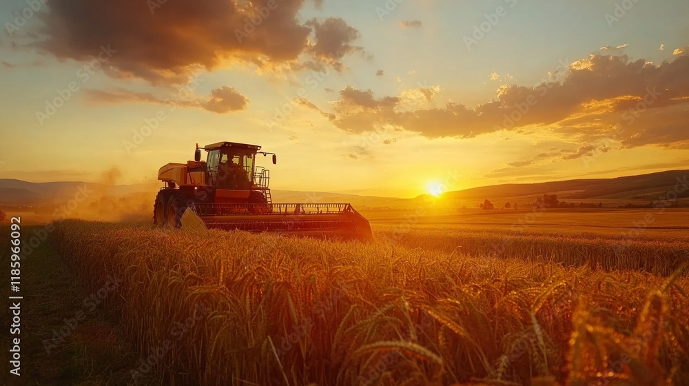 Fototapeta premium A busy farmer at a roadside vegetable stand, arranging fresh produce for customers with a smile on their face