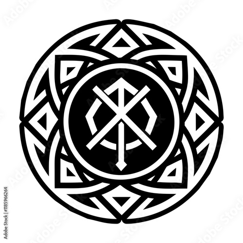 A solid style icon of the runic symbol