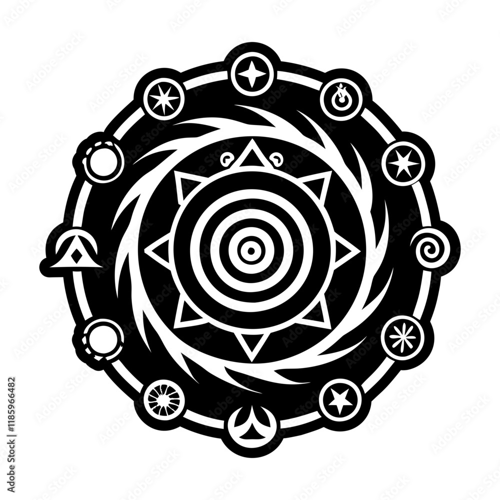 A glyph style icon of spiral tattoo A glyph style icon of spiral tattoo