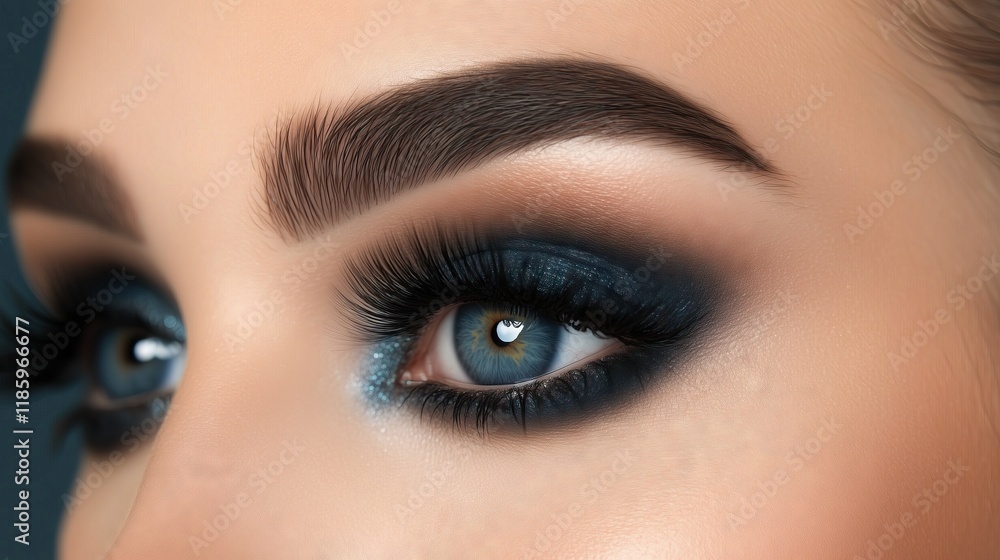 Fototapeta premium Young, beautiful girl applying makeup on her face in a beauty salon