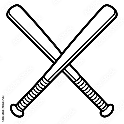 Vector Illustration of Crossed Baseball Bats 