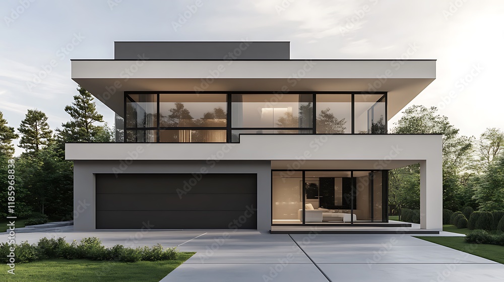 Sleek Two Story Villa Featuring Garage and Luxurious Minimalist Style Sleek Two Story Villa Featuring Garage and Luxurious Minimalist Style