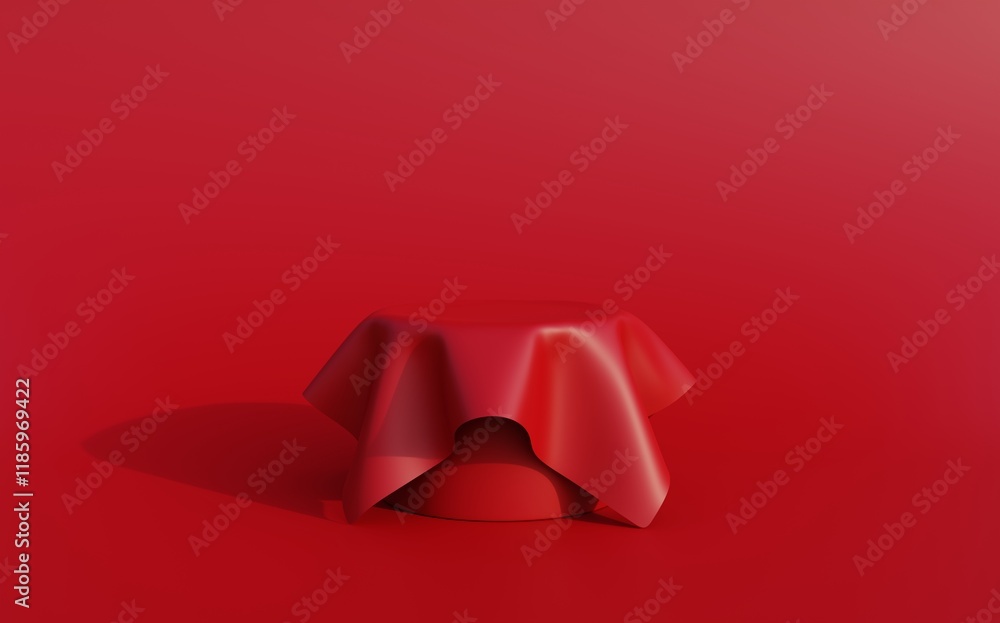 Red podium with red cloth covering it For displaying products at the Chinese New Year exhibition, 3d illustrations Red podium with red cloth covering it For displaying products at the Chinese New Year exhibition, 3d illustrations