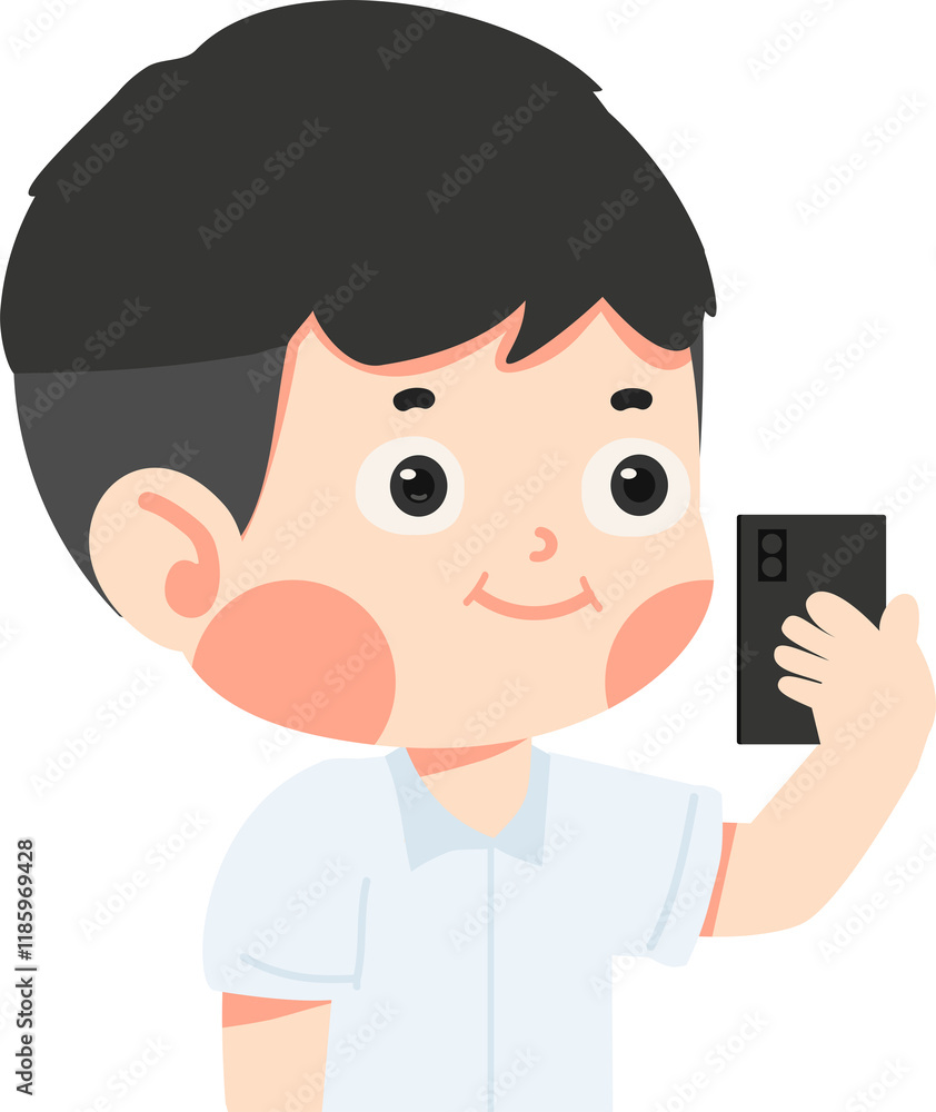 boy student taking a selfie with smartphone boy student taking a selfie with smartphone