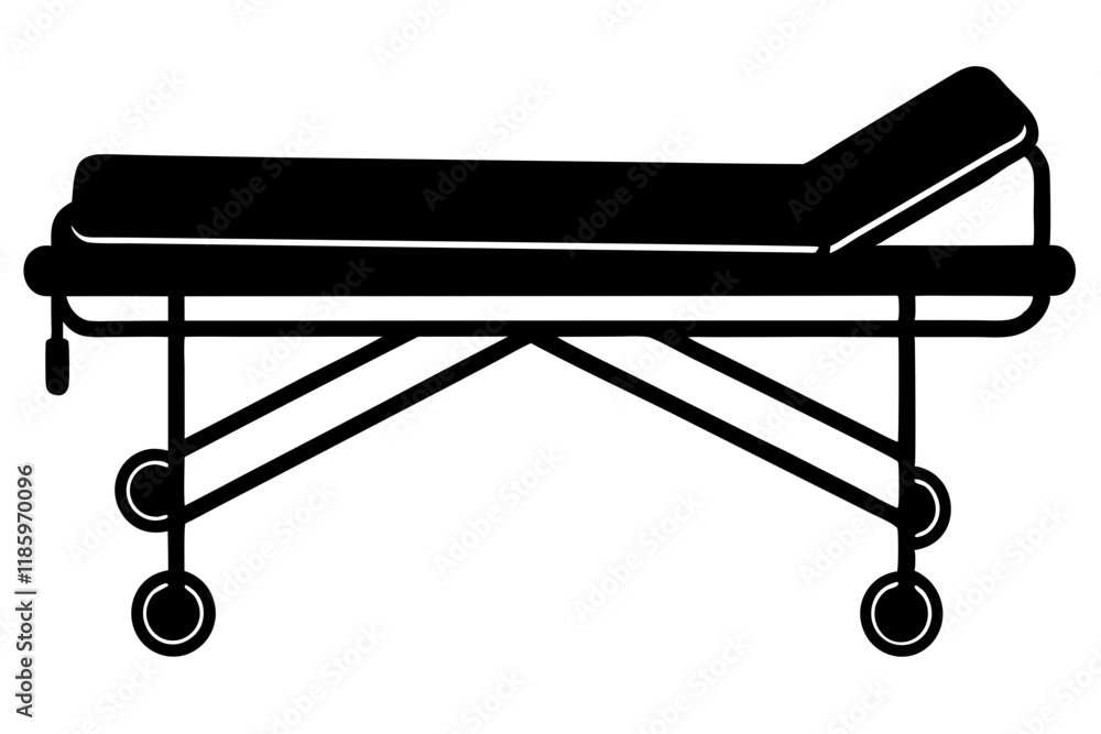 Hospital stretcher silhouette vector illustration Hospital stretcher silhouette vector illustration