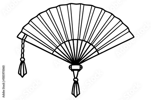 Vector Illustration of a Traditional Hand Fan