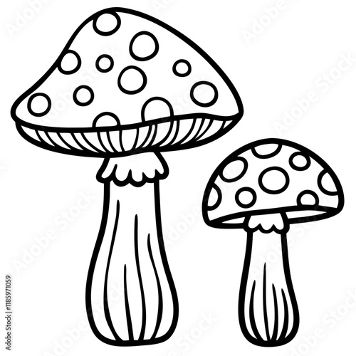 Line art of mushroom. Vector illustration