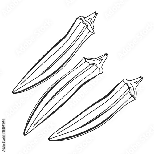 Simple Line Art of Okra Pods