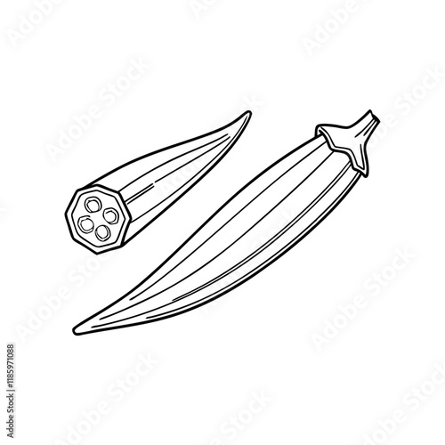 Simple Line Art of Okra Pods