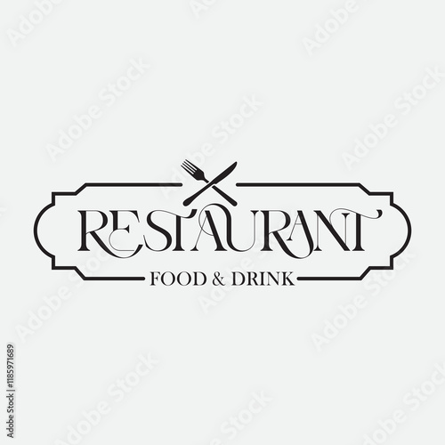 Vintage restaurant logo. Resto badge, poster with fork and knife. Vector emblem template