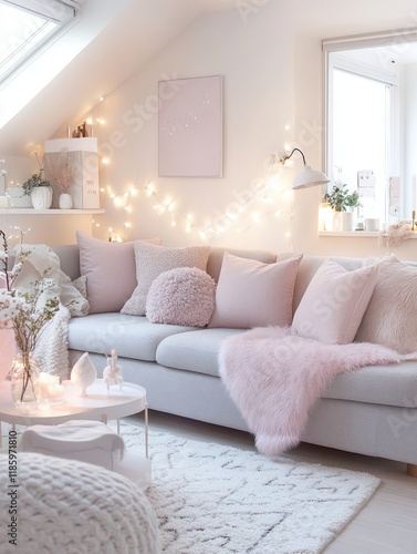 Cozy Pastel Living Room Dec...