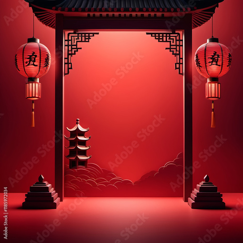 Background photo product with ornament chiense style_2 photo