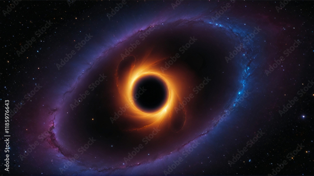 A mesmerizing depiction of a black hole, showcasing its swirling accretion disk and gravitational pull A mesmerizing depiction of a black hole, showcasing its swirling accretion disk and gravitational pull