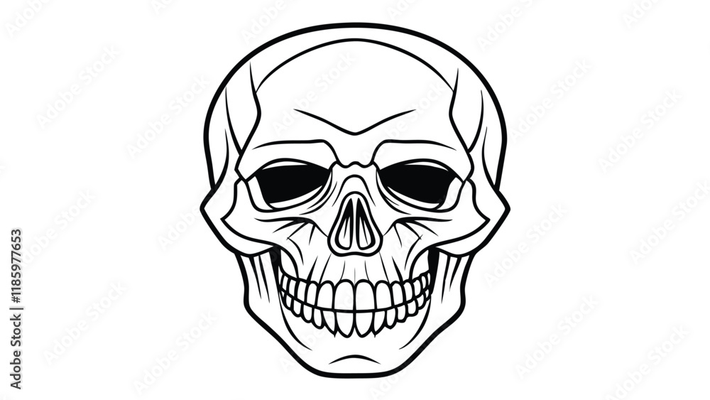 Fototapeta premium Minimalist Skull Line Art