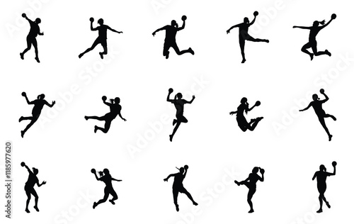 Woman handball player silhouette