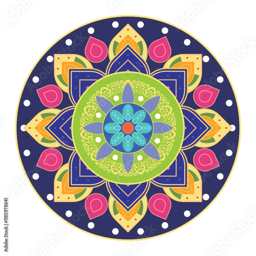 symmetrical stylized watercolor Mandala. Delicate watercolor flower mandala, Floral Watercolor Mandala Clipart, watercolor illustration of Muslim mandala Ramadan concept.