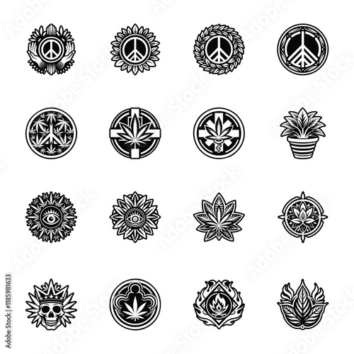 Collection of Glyph Style Hemp Icons


