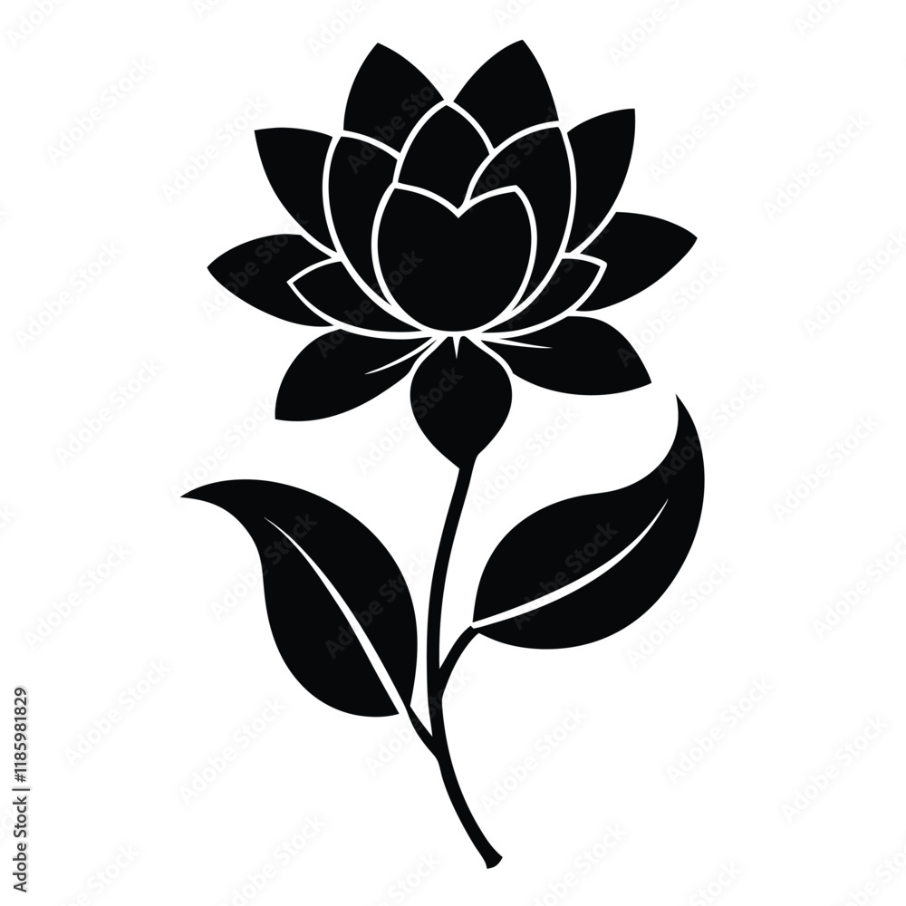 Obraz premium flower silhouette vector on white background