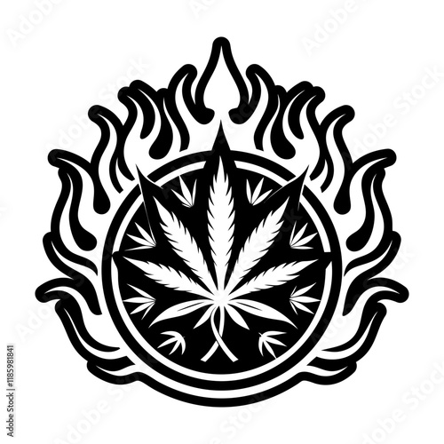 A glyph style icon of burning hemp