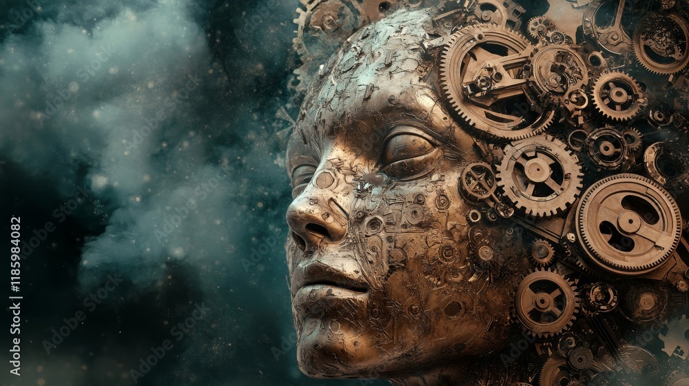 Abstract Representation of a Human Head with Mechanical Elements Abstract Representation of a Human Head with Mechanical Elements