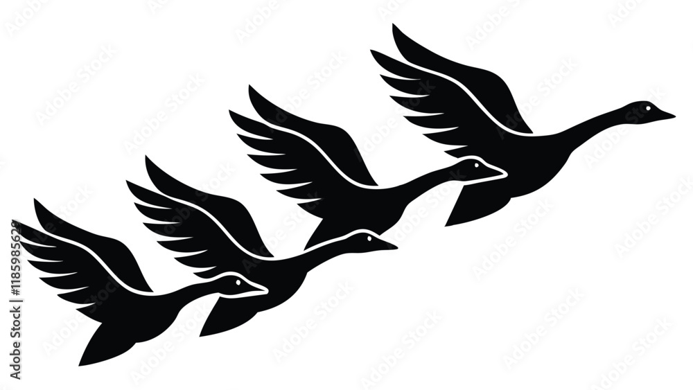 Obraz premium Migrating Geese silhouette