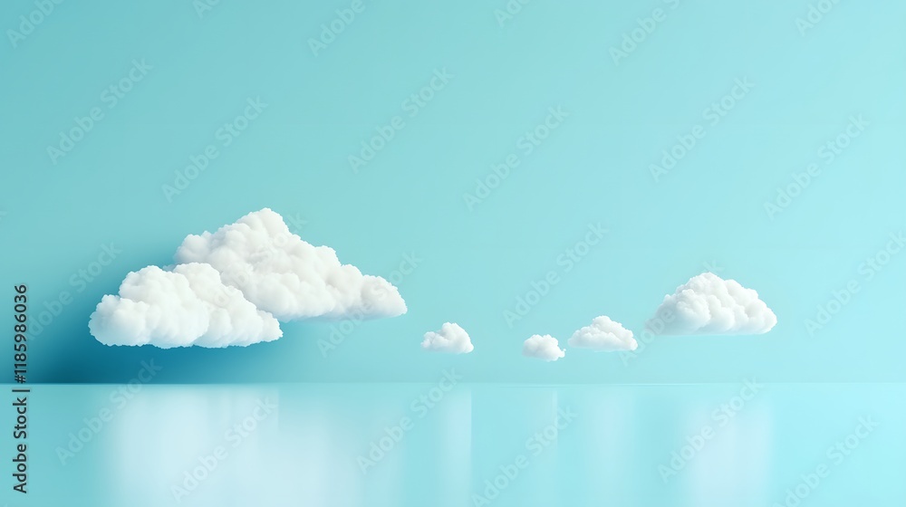 Fluffy white clouds float against a pale blue sky Fluffy white clouds float against a pale blue sky