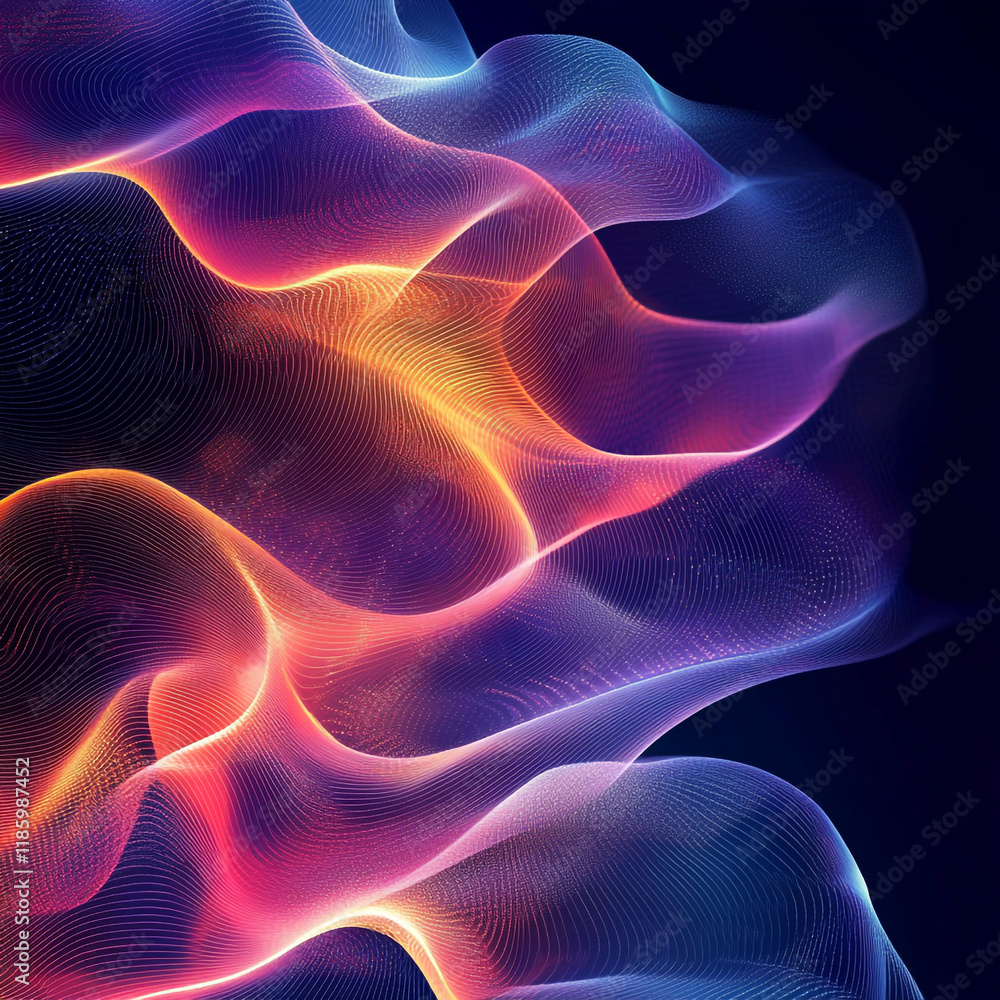 Fototapeta premium Colorful abstract waves creating a dynamic visual experience in a dark background
