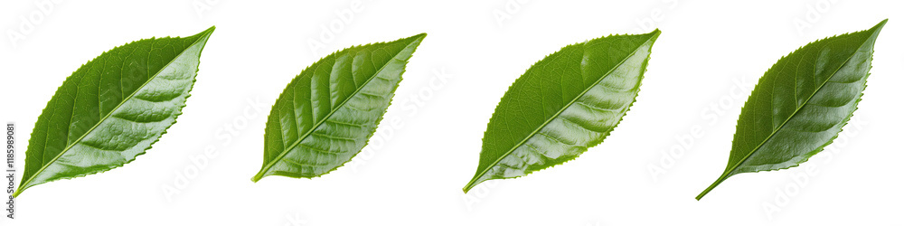 Obraz premium Lush green leaves in close up creating a vibrant natural background The detailed texture and patterns of the foliage showcase the beauty and diversity of plant life Ideal for nature ecology