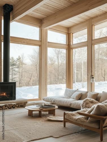 Modern Cabin Living Room Wi...