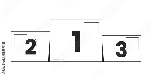 Podium finish for competition winners doodle linear object. Number of top three results performance stand 2D vector outline clip art drawing isolated on white. Hand drawn sketch illustration