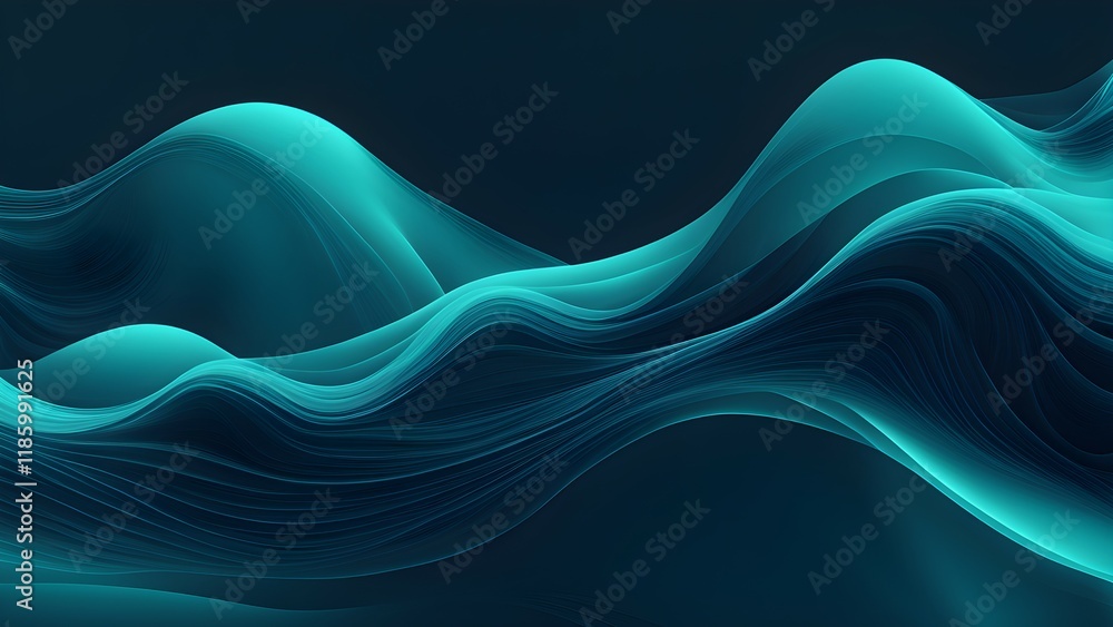 Abstract waves of teal and blue create a serene, fluid visual effect. Abstract waves of teal and blue create a serene, fluid visual effect.