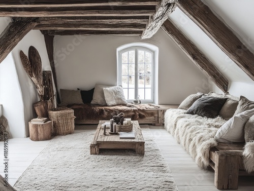 Rustic Attic Living Space W...