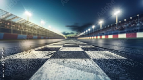 race track background finish line of race at night.