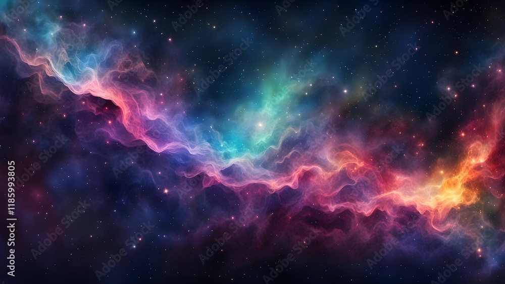 A vibrant cosmic scene showcasing colorful nebulae and stars in a vast galaxy. A vibrant cosmic scene showcasing colorful nebulae and stars in a vast galaxy.