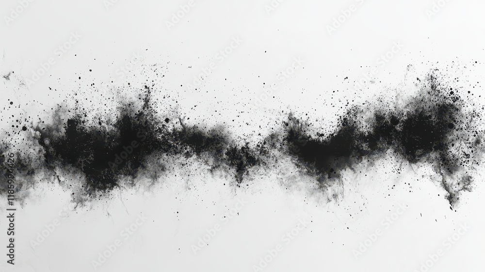 Abstract black powder explosion on white background. Abstract black powder explosion on white background.