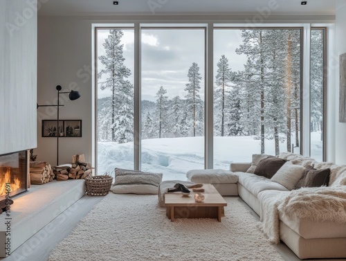 Cozy Living Room Winter Sce...