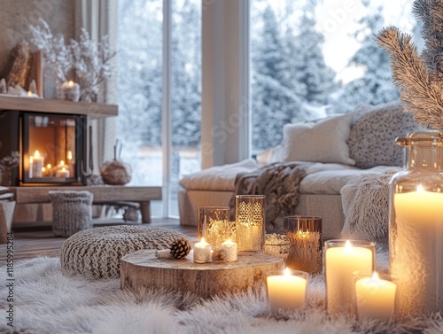 Cozy Winter Living Room Fir...