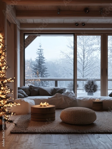 Cozy Winter Cabin Living Ro...