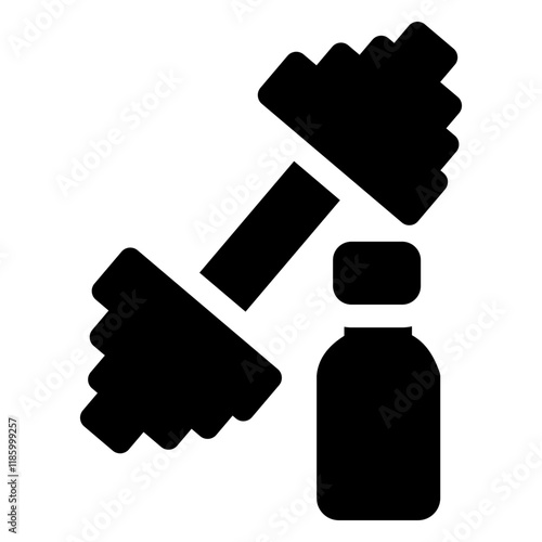 A sleek dumbbell strong icon representing fitness, strength, and exercise. Perfect for gym, workout, and health-related projects, showcasing active and healthy lifestyle themes.