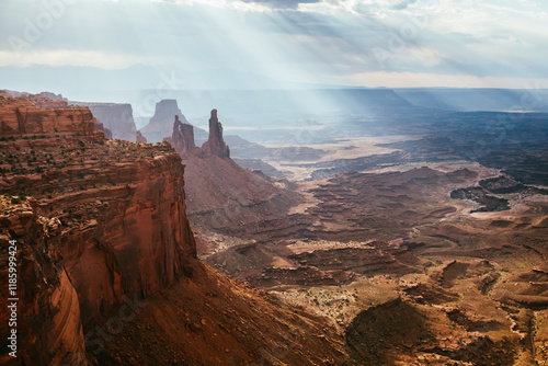 Sunlight over valley, Canyonlands National Park, Utah, United States