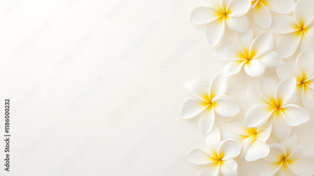Obraz premium Serene Tropical Plumeria Flower Composition with Soft Lighting and Ample Space for Design