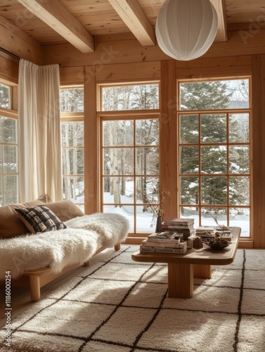 Cozy Wooden Cabin Living Ro...